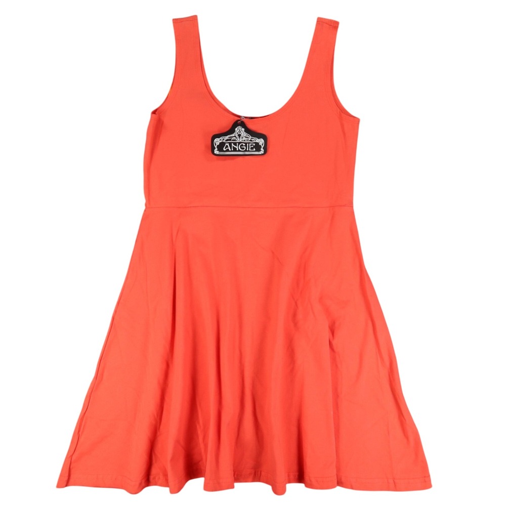 Angie Dress Large L NWT Orange Cotton Spandex Fit Flare Sleeveless C795